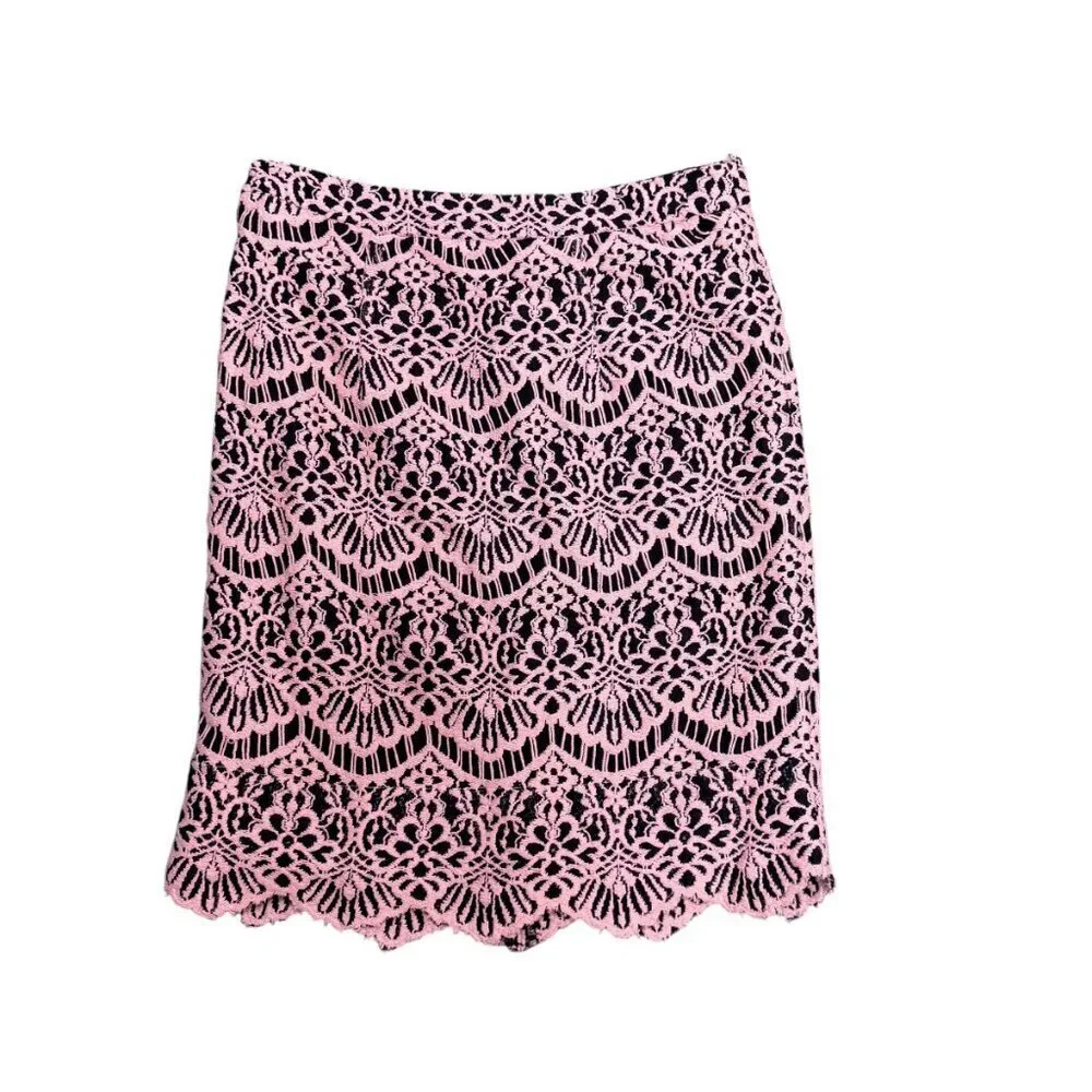 EUC Halogen Pink & Black Lace Pencil Skirt – Size 0